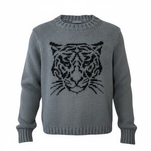 Wooden Ships Paola Buendia Gray Tiger Knit Sweater S/M Mohair Wool Blend